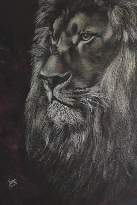 Lionheart: Pastel Portrait of Resolute Strength